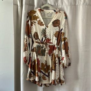 Cute silk ivory dress with floral print